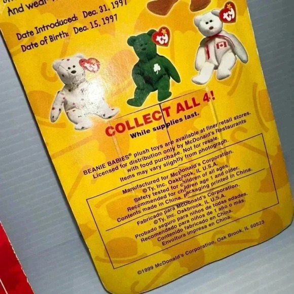 McDonald's TY Beanie Babies 3 Maple, Britannia, & Glory. Rare New in Box - Picture 7 of 15